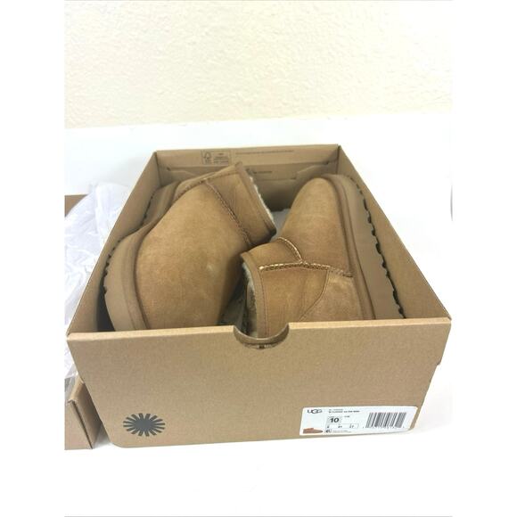 UGG Classic Ultra Mini Platform Chestnut Size 10 Boots 1116109 Booties Wool - Picture 2 of 16